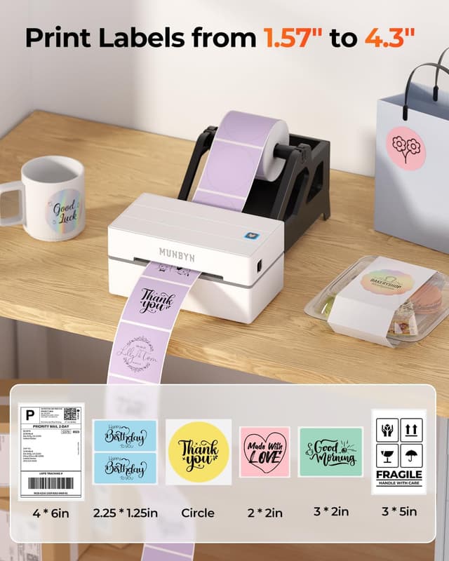 Thumbnail 6 de MUNBYN RealWriter 130B Bluetooth Shipping Label Printer (4x6) for business postage labels