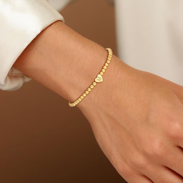 Detalle 2 de SLOONG Herz Armband für Damen in Gold/Silber (18K vergoldet) mit wählbarem Buchstaben