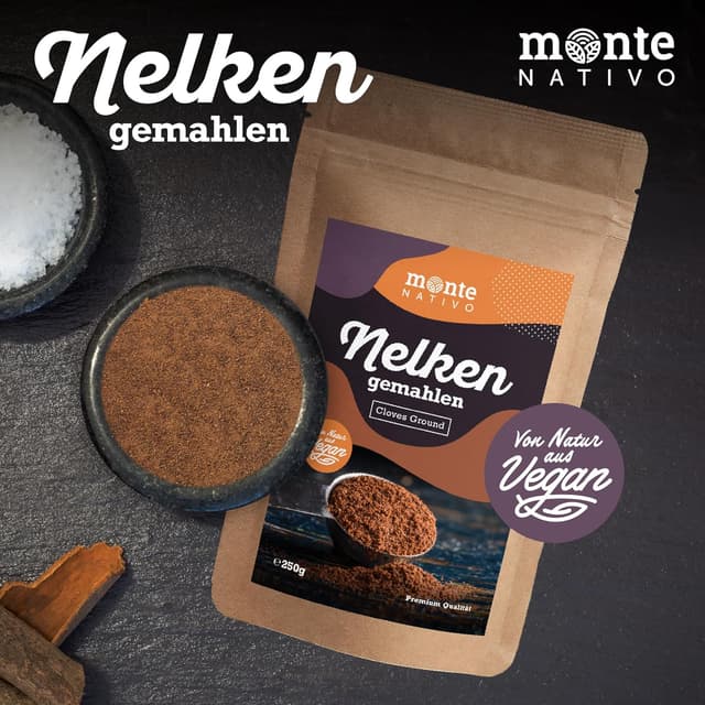 Detalle 2 de Gemahlene Nelken von Monte Nativo (250 g) – warmes Gewürzaroma für Küche & Backen