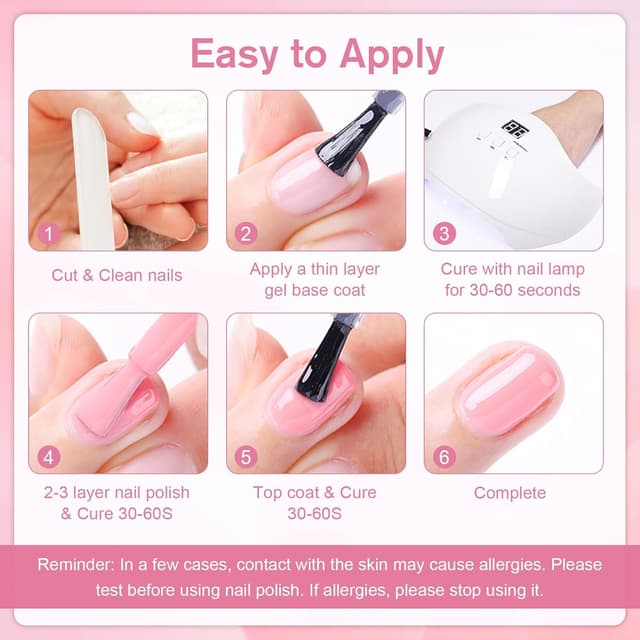 Detalle de Shining She UV-Gel Nagellack Nude Rosa (6 Farben, Serie Gel) – 8 ml für selbstgemachte Salon-Nägel