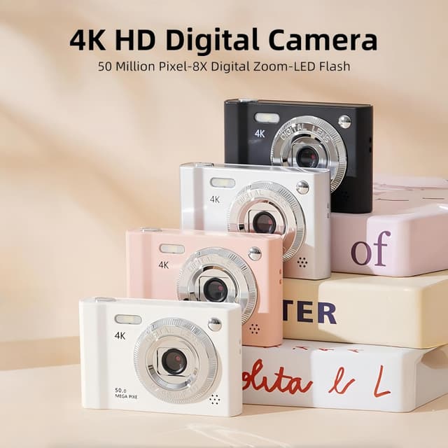 Detalle 2 de Digital Camera with Dual Screen (2.4-inch front & rear) – 1080P FHD / 44MP, 16X Zoom, anti-shake, 32GB card (Black)