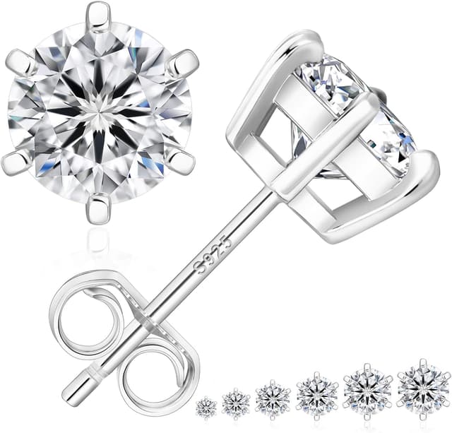 Thumbnail 6 de KRKC&CO Moissanite Ohrringe aus 925 Silber für Damen – runder Moissanit, VVS1, D-Farbe, 4–7,5 mm