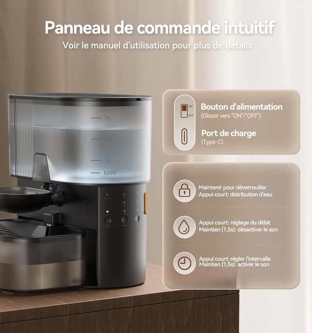 Thumbnail 6 de FEELNEEDY Fontaine à Eau 3,5L 2000mAh