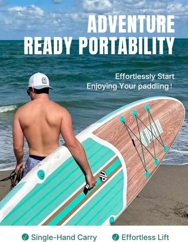 Thumbnail 6 de Niphean Inflatable 10’6” Stand Up Paddle Board with SUP Accessories, Anti-Slip EVA Deck (Adults & Youth)