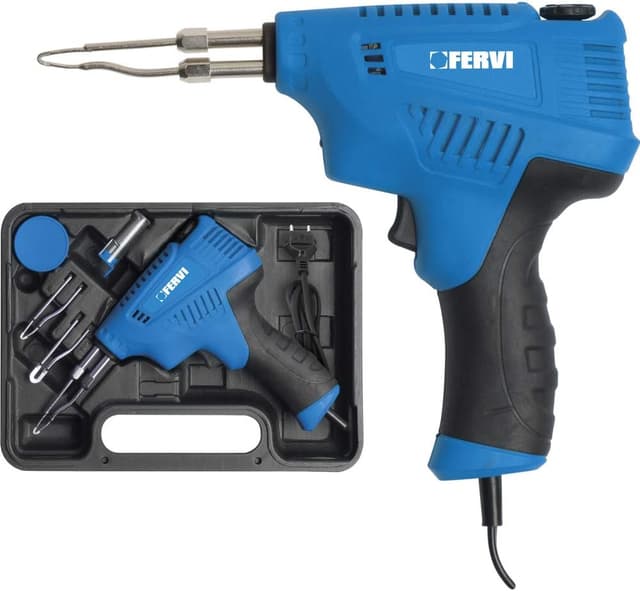 Detalle 2 de Fervi saldatore a pistola multifunzione con regolazione temperatura e LED integrato (kit accessori incluso)