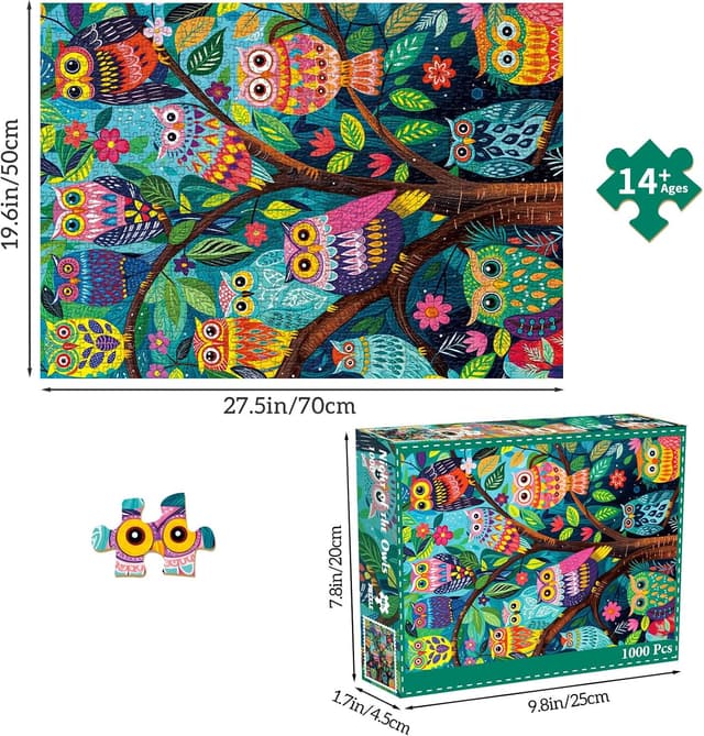 Detalle 2 de 1000-Teile Puzzle „Nacht der Eulen“ für Erwachsene & Familie (70 x 50 cm)