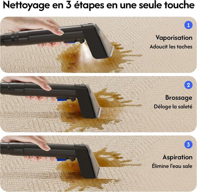 Detalle de Blutan B Flowyfresh Waschsauger für Polster, Teppich, Fenster und Auto – Nass-Trockensauger mit 13 kPa und 1,8 l + 0,8 l Tanks