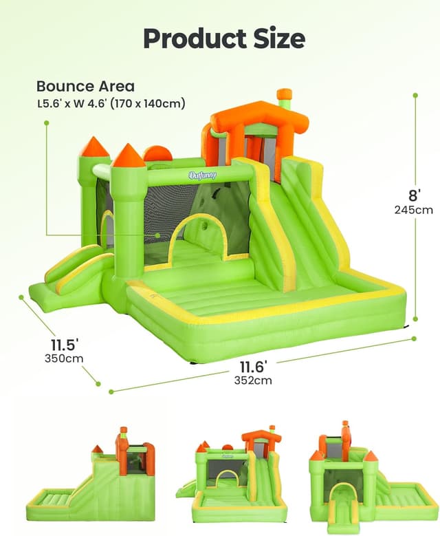 Detalle 2 de Outfunny Inflatable Bounce House 450W blower 🏰