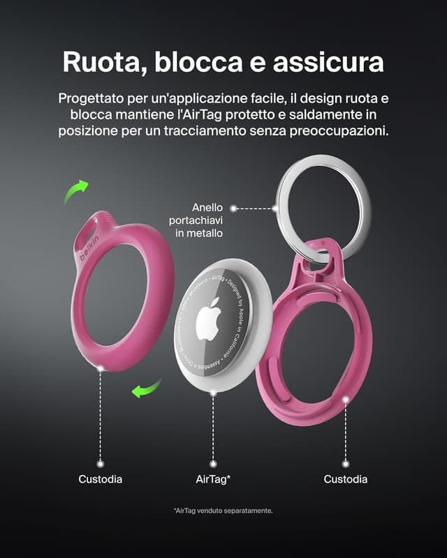 Detalle 2 de Belkin Custodia AirTag rosa con anello