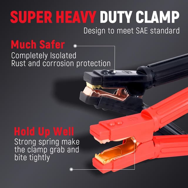 Detalle de TOPDC Heavy Duty 0 Gauge Jumper Cables, 20 Feet 1000Amp Booster Kit for 12V & 24V Trucks and SUVs