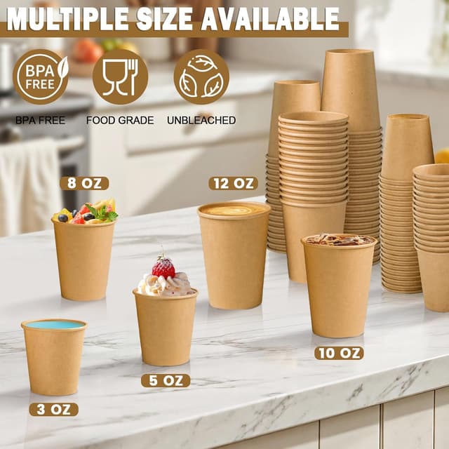 Thumbnail 4 de Lamosi 200-Pack 8 oz Brown Paper Cups 🫖