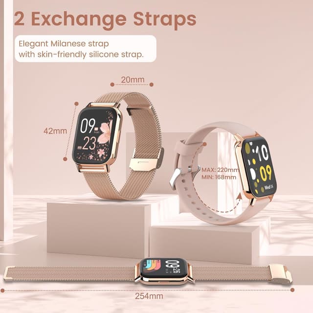 Thumbnail 6 de SWGOTA 2026 Smartwatch für Damen mit Telefonfunktion, 1,83" HD, Roségold (u. a. Herzfrequenz, SpO2, Zyklus)