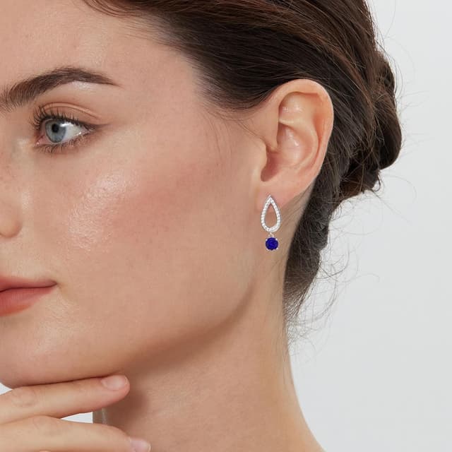 Detalle de Jiamiaoi 18K Weißgold plattiert Tränen-Ohrringe mit 925 Sterlingsilber, Zirkonia (Damen)