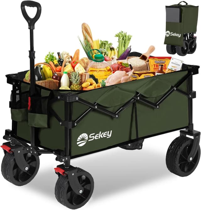 Thumbnail 6 de Sekey XXXL faltbarer Bollerwagen mit 300 l und 200 kg Tragkraft – verlängertes Modell, All-Terrain-Räder, blau/grau