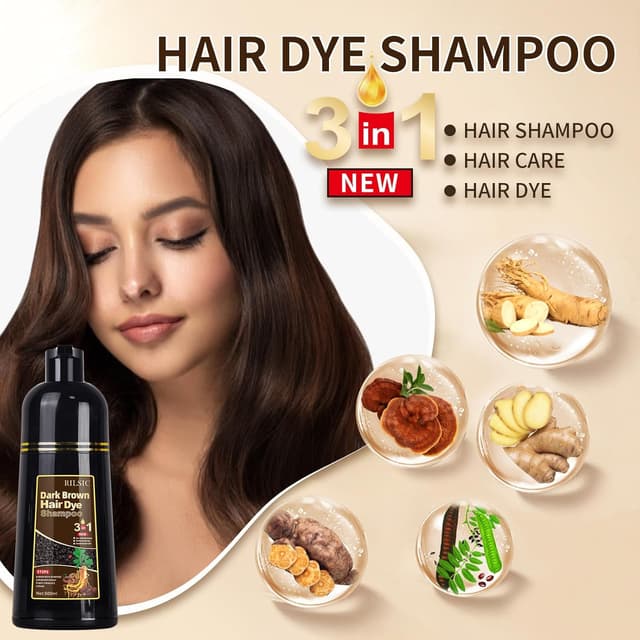 Detalle 2 de Dunkle Kaffeefarbe Hair Dye Shampoo 3in1 – Haarfärbeshampoo für graues Haar (500 ml)