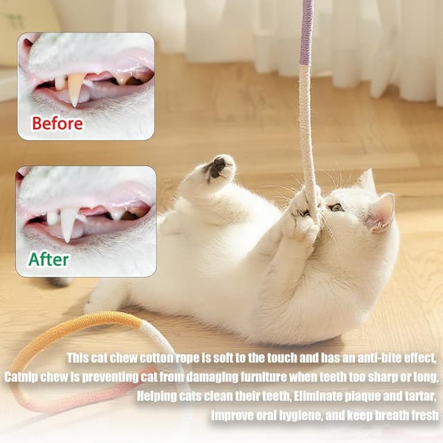 Thumbnail 5 de Pence & Moon Collective Natural Catnip Chew Rope (3 Pack) – no-squeaky interactive cat rope toys