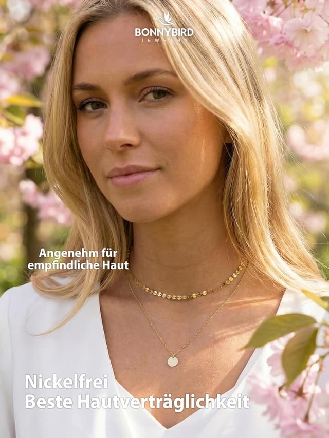 Detalle de BONNYBIRD BonnyBoho wasserfeste Boho-Halskette aus Edelstahl (silber, gold & roségold) – nickelfrei und hautverträglich