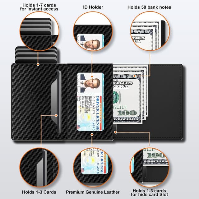 Detalle de Portafoglio uomo slim in fibra di carbonio