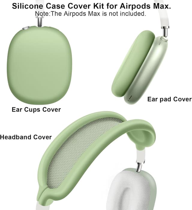 Detalle de Ainiv silicone case covers for AirPods Max (green) – headband, ear pads & ear cup protection