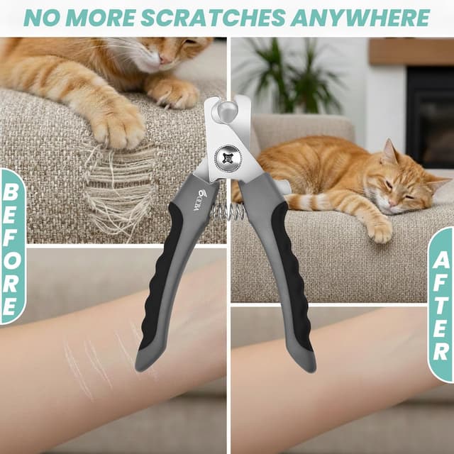 Detalle de OCBA Dog Nail Clippers with Safety Lock, Adjustable Guard & Nail File (Large) – Grey/Black