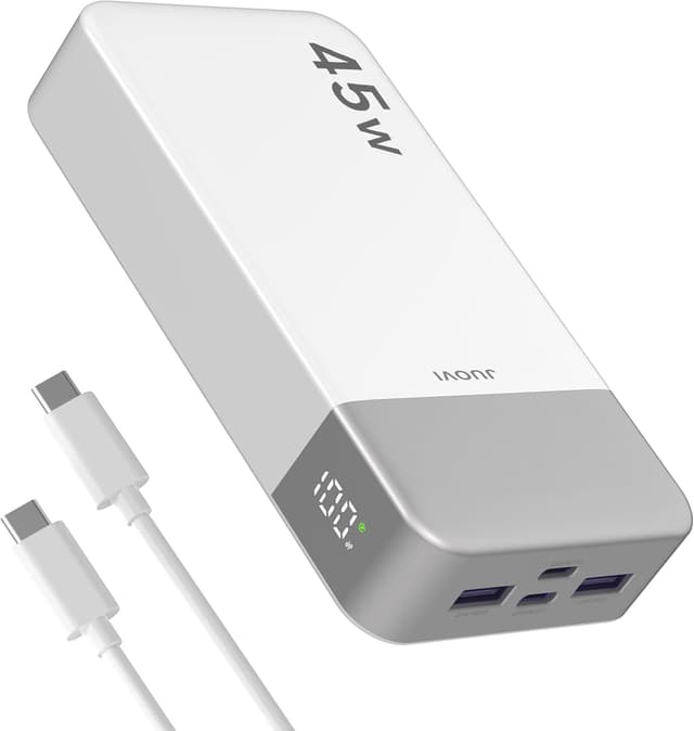 Detalle de JUOVI Power Bank 20000 mAh portatile 45W con display digitale, USB-C In&Out (J2621) bianco