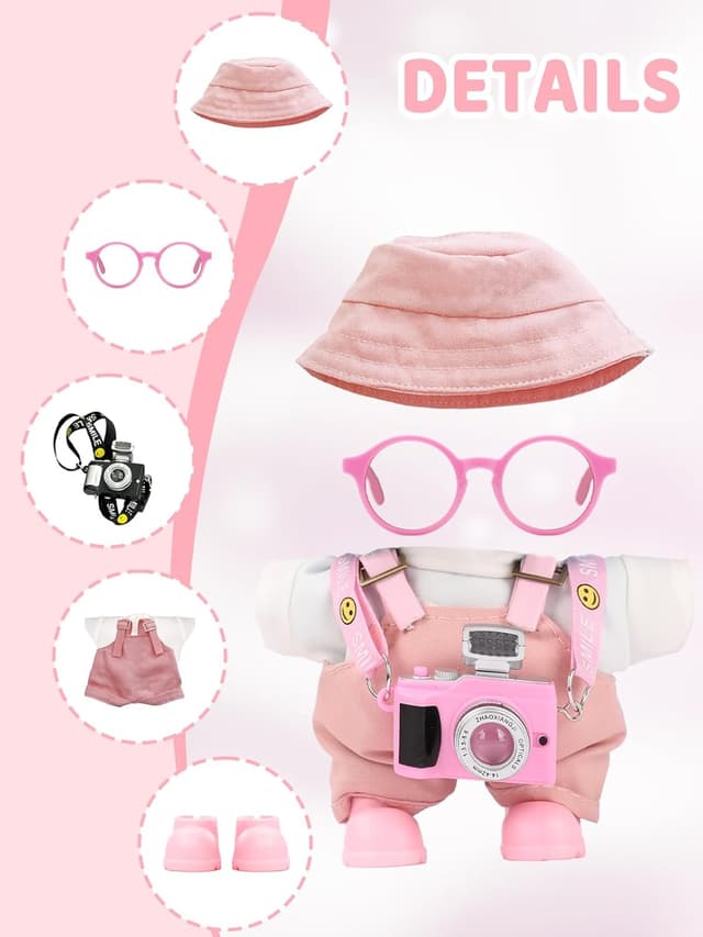 Detalle de Clothes for LABUBU 17cm Doll 6-Piece Outfit Set (No Doll) – Light Pink