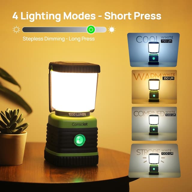 Thumbnail 2 de Consciot LED Camping Lantern 1000LM, 2-Pack 🔦