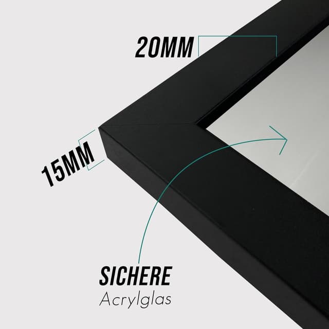 Detalle 2 de VUVUZULA Bilderrahmen 50x70 cm Schwarz (Holz/MDF) – 3er-Set