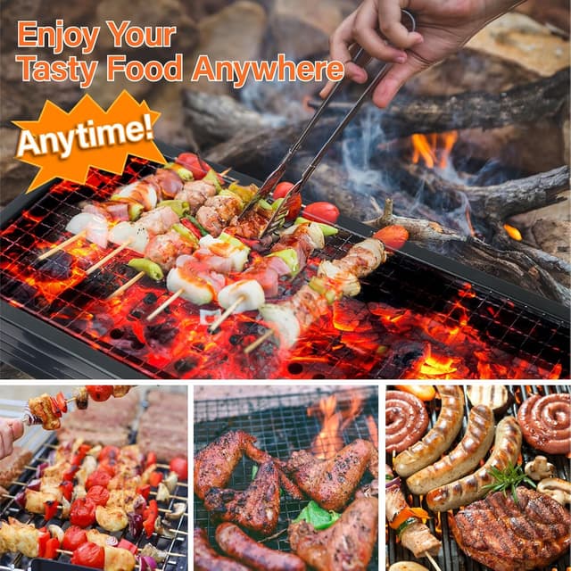 Detalle de iHomara BBQ barbecue grill: portable foldable charcoal grill for picnics, camping & garden use