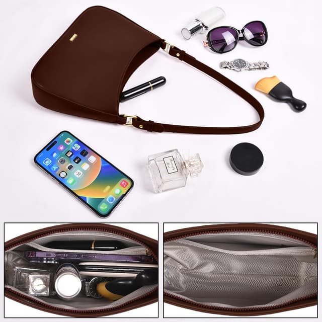 Detalle de Aucuu sac porté épaule en cuir véritable pour femme : fourre-tout rétro décontracté à bandoulière