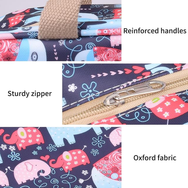 Detalle de WITERY Large Travel Toiletry Bag (30 x 21 x 12 cm) – Waterproof Wash Bag for Holidays, Swimming & Gym, Blue Elephant