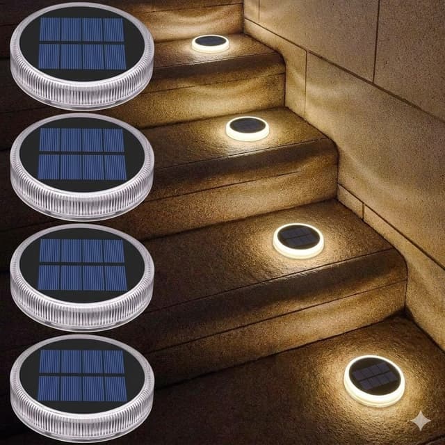 Detalle de YiLaie solar deck lights for outdoor pathways (warm white, IP68 waterproof)