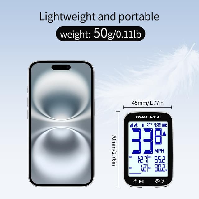 Detalle 2 de Bikevee GPS Fahrradcomputer kabellos mit 2,4-Zoll FSTN Display, IPX7 und bis zu 28 h Akkulaufzeit