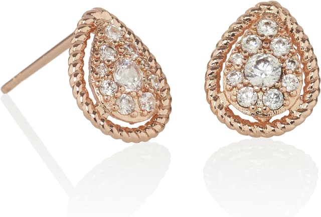 Detalle de Boucles d’oreilles gouttes NAMANA en puces pour oreilles percées (plaqué Or Rose 18 carats ou argenté)