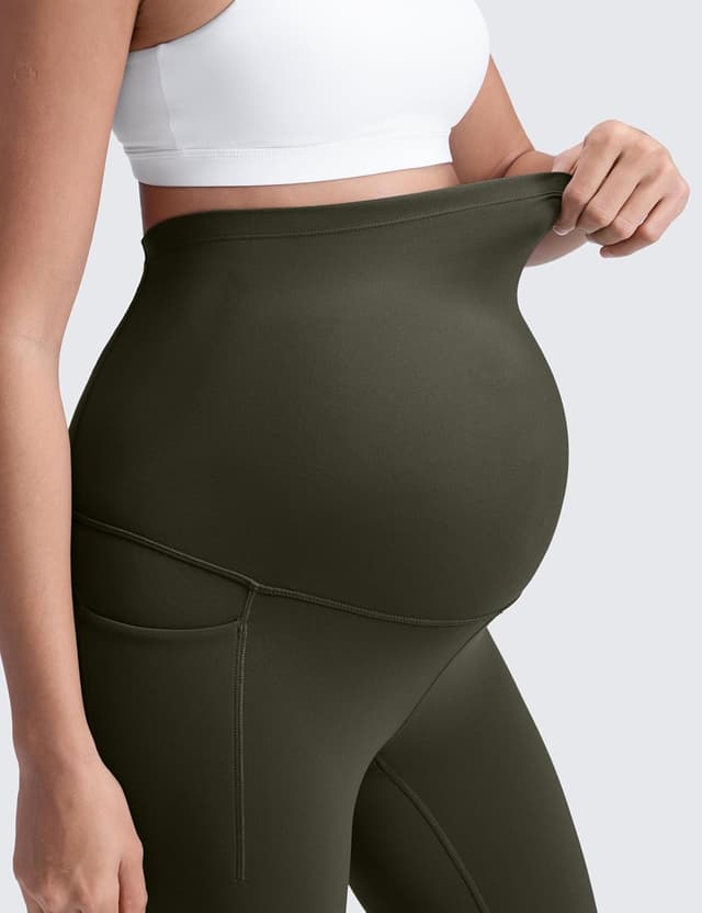 Detalle de CRZ YOGA Donna Butterluxe leggings maternità con tasche, vita altissima e pannello U per pancia