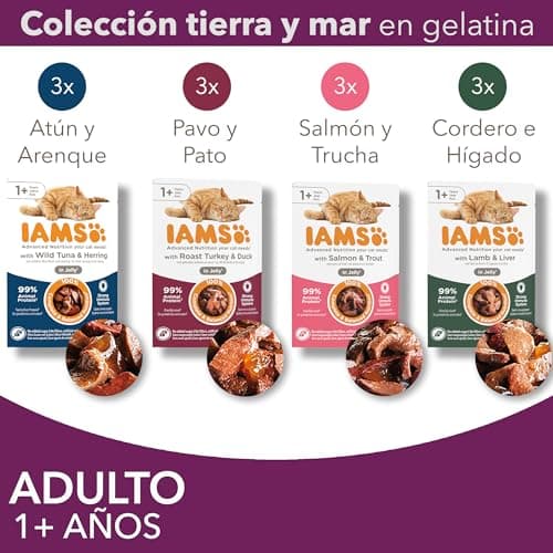 Detalle 2 de IAMS Delights Adult Cat Land & Sea Collection en Jelly 12 x 85 g