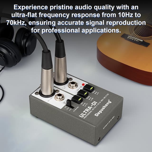 Detalle de Depusheng Ultra-DI Di2 Professional Active 2-Kanal DI-Box/Splitter mit Input-Attenuator für Gitarre & Bass (48V)