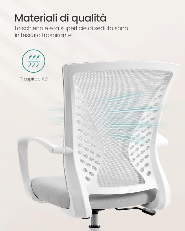 Detalle 1 de SONGMICS Sedia da Ufficio girevole OBN022GD01 con seduta e schienale in rete