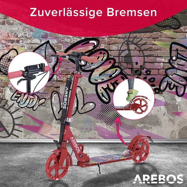 Thumbnail 5 de Arebos Cityroller Tretroller LED höhenverstellbar