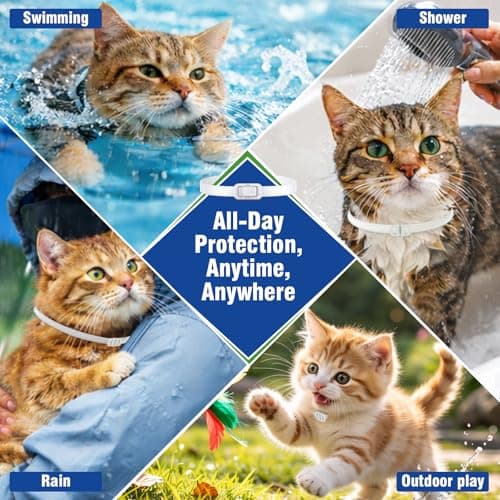Detalle de Inpumo Collar Antiparasitario para Gatos antipulgas y garrapatas ajustable, impermeable y con aceites naturales (1 pack)