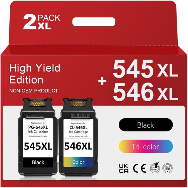 Detalle de Canon PG-545 CL-546 remanufactured ink cartridges 2-pack 🖨