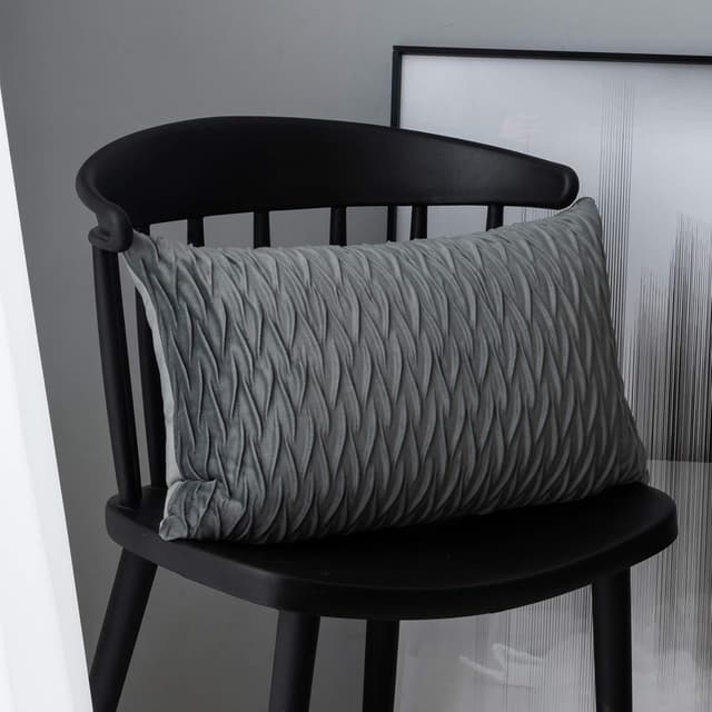 Detalle de Yamonic Kissenbezüge-Set aus Samt (2er-Pack) 30 x 50 cm, grau – soft & pflegeleicht