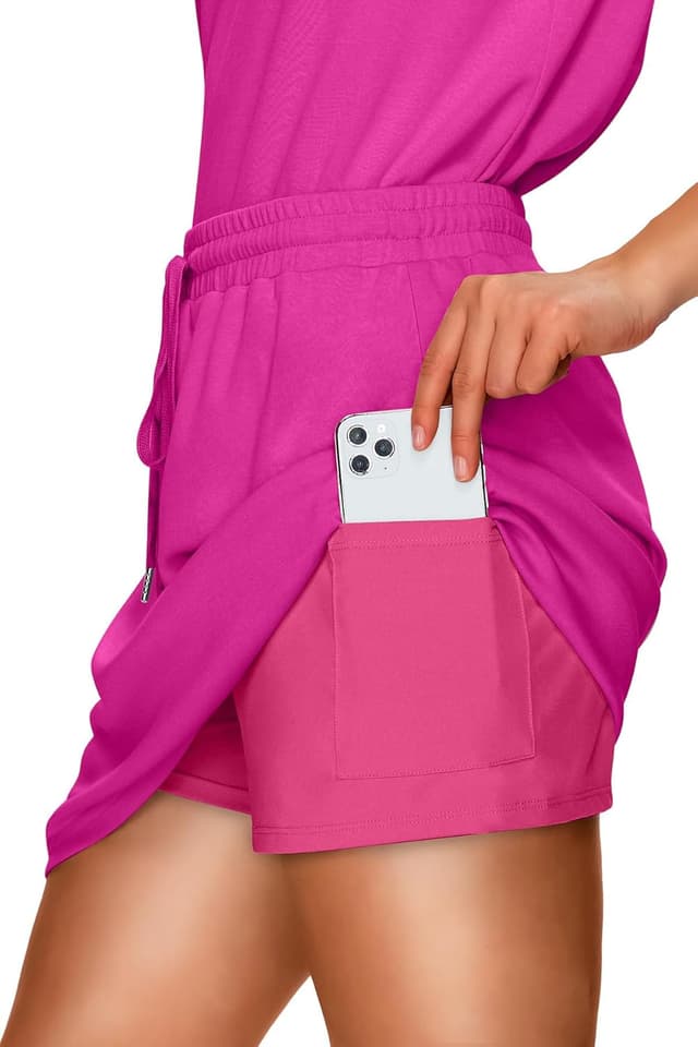 Detalle 2 de WIHOLL Two-Piece Skirt Set for Women (Cap Sleeve Top + Tennis Skort) for Summer Travel & Golf/Tennis