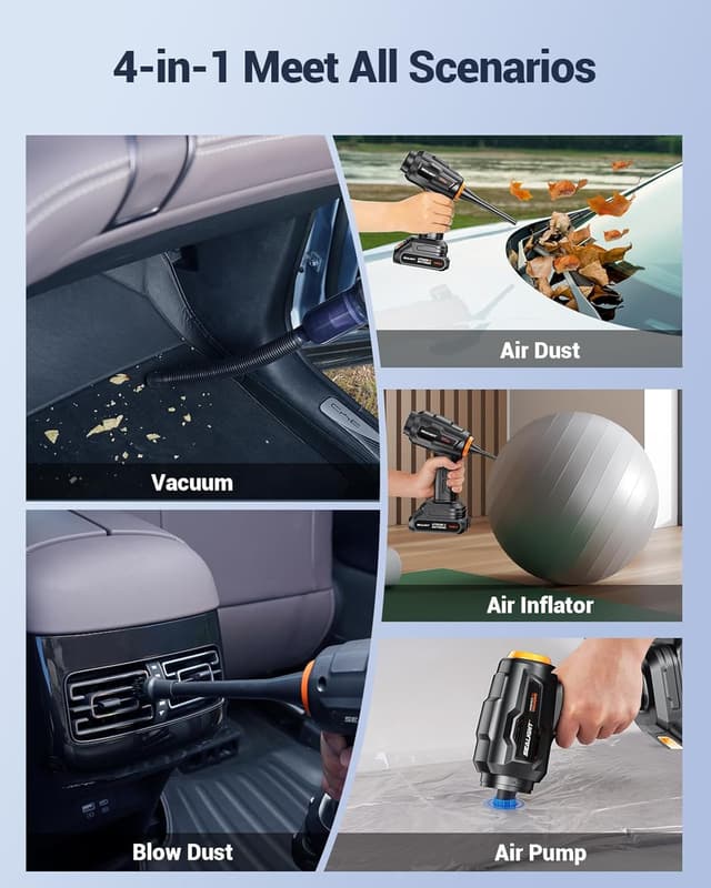 Detalle de SEALIGHT Handstaubsauger 35000 Pa mit 2 Akkus – kabelloser Auto-Staubsauger für Tierhaare & Sofa