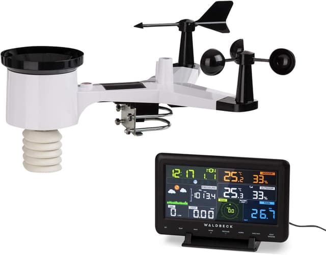 Detalle de Waldbeck Huygens station météo professionnelle 6 en 1 (écran couleur) — alertes et données en direct