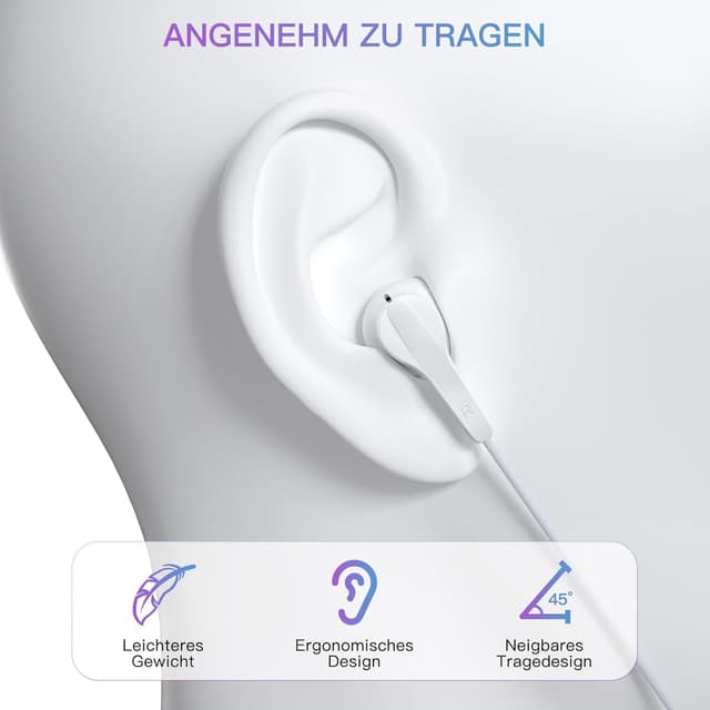 Detalle de USB‑C In‑Ear Kopfhörer für iPhone 17 Air (MFi‑zertifiziert) – mit Mikrofon, Lautstärkeregler & Kabel