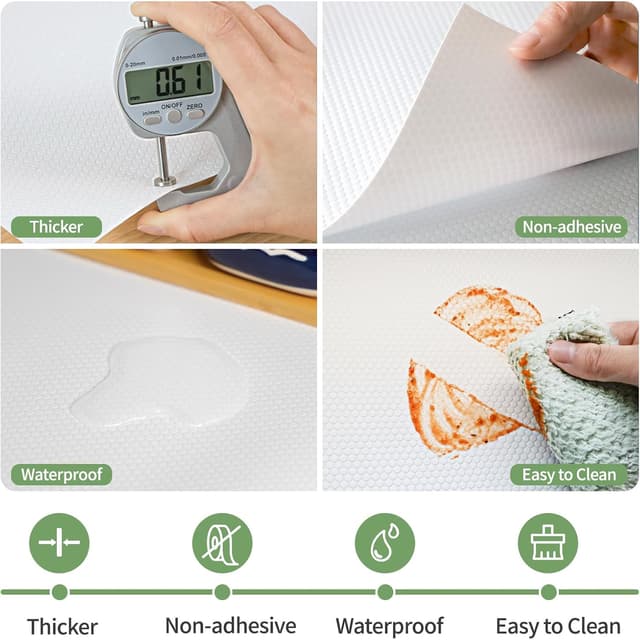 Detalle de wohomuke Shelf Liners 44.5cm x 6m non-adhesive EVA drawer & cupboard mats (white)