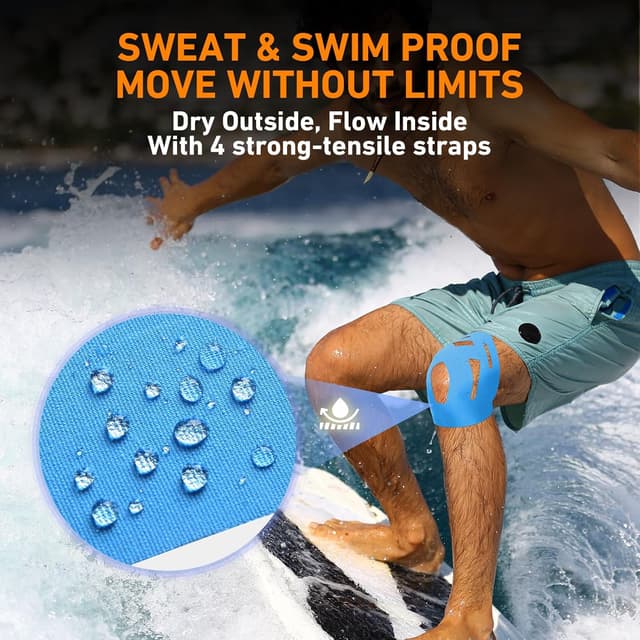 Detalle de KTQUICK Precut Kinesiology Tape for Knees (12PCS) – waterproof, breathable elastic support tape