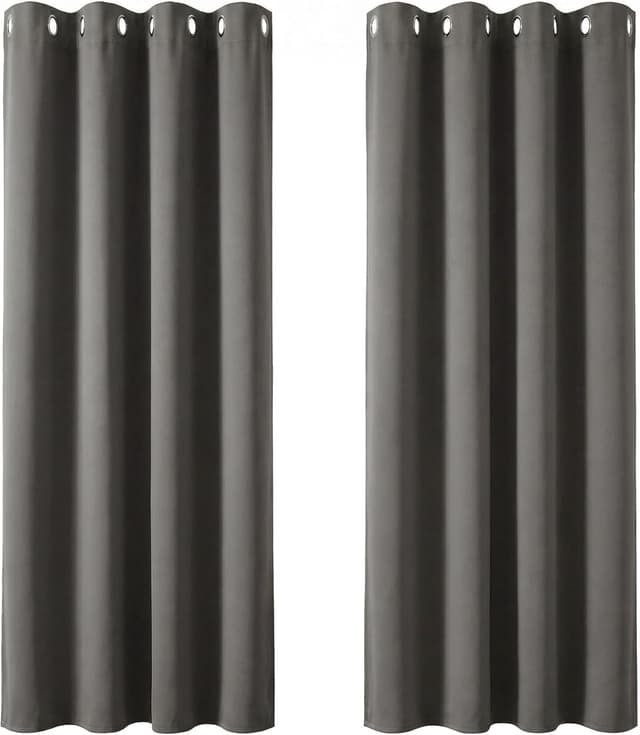 Detalle de Deconovo Blickdicht Vorhang Kälteschutz 183x117 cm Schwarz 2er Set