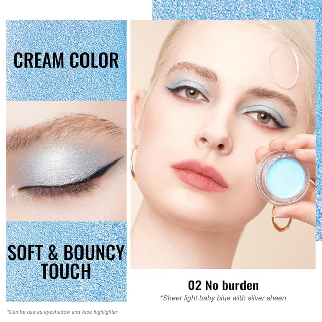 Detalle de Oulac Glitzer Lidschatten Blau – Lidschatten & Highlighter Duo, wasserfest, vegan (02)